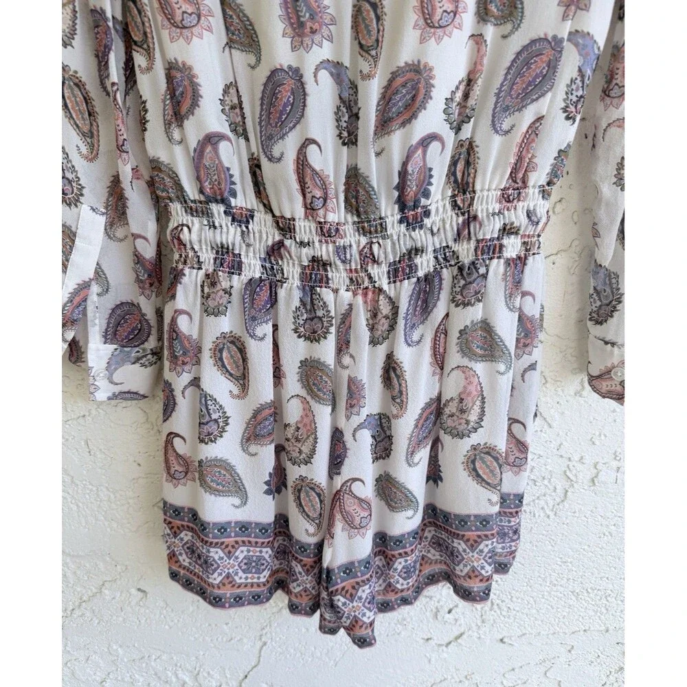 TORY BURCH Brigitte Paisley Print 100% Silk Romper Size S